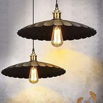 YGZPALH American Style Pendant Light Vintage Industrial Lamp Shade Black Or White Aluminum Ceiling Chandeliers E27 Base - Hanging Lamp Creative Lighting Fixtures for Kitchen Island Dining Room Hallway