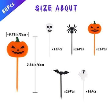 80pcs Halloween Picks Fun Toppers for Parties