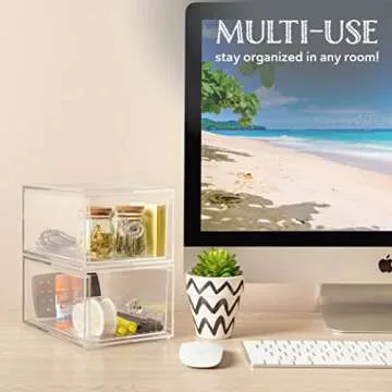 Oizeir Clear Drawer Organizers - Stylish, Durable, Stackable Storage for All Your Needs