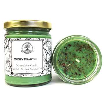 Money Drawing 9 oz Soy Spell Candle | Use in Rituals Relating to Wealth, Financial Security, Prosper...
