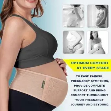 ChongErfei Maternity Belt Pregnancy Belly Band Back Support Abdominal Binder Back Brace - Relieve Back, Pelvic, Hip Pain（Beige,Plus Size）