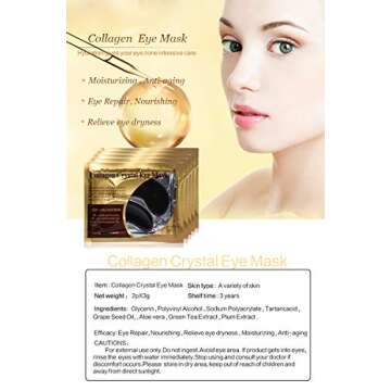 Felico Eye Mask, 30 Pairs Collagen Under Eye Patches, Black Crystal Eye Gel Pads for Reducing Dark C...