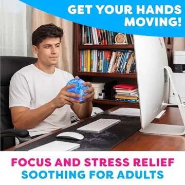 Power Your Fun Arggh Glitter Stress Ball for Adults and Kids - Medium Squishy Fidget Toy, Anti Stress Sensory Ball Squeeze Toy (Blue)