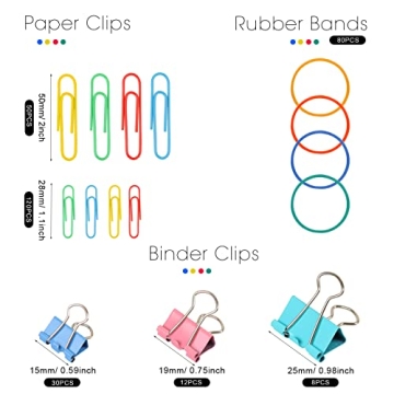 300 Pcs Vibrant Paper Clips and Binder Clips Set - Organized and Fun!