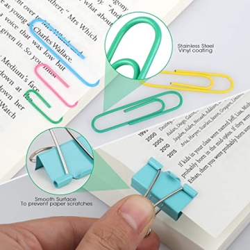 300 Pcs Vibrant Paper Clips and Binder Clips Set - Organized and Fun!