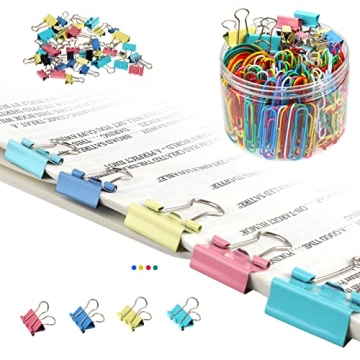 300 Pcs Vibrant Paper Clips and Binder Clips Set - Organized and Fun!