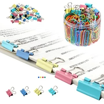 300 Pcs Vibrant Paper Clips and Binder Clips Set - Organized and Fun!