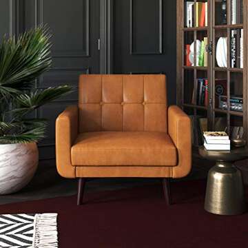 DHP Nia Modern, Upholstered Accent, Camel Faux Leather Chair