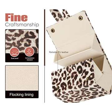 MoKo Sunglasses Organizer with 5 Slots, Travel Glasses Case Storage Portable Sunglasses Storage Case Bag Foldable Eyeglasses Holder Box Eyewear Display Containers for Women Men, Leopard