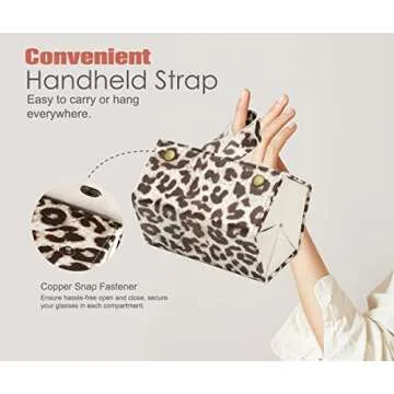 MoKo Sunglasses Organizer with 5 Slots, Travel Glasses Case Storage Portable Sunglasses Storage Case Bag Foldable Eyeglasses Holder Box Eyewear Display Containers for Women Men, Leopard