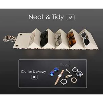 MoKo Sunglasses Organizer with 5 Slots, Travel Glasses Case Storage Portable Sunglasses Storage Case Bag Foldable Eyeglasses Holder Box Eyewear Display Containers for Women Men, Leopard