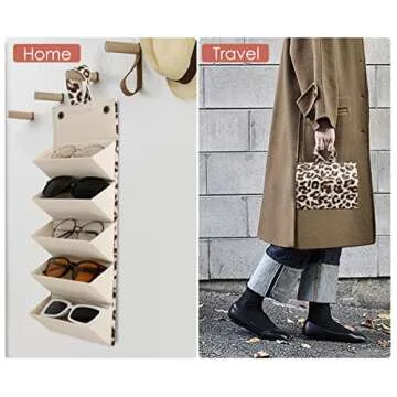 MoKo Sunglasses Organizer with 5 Slots, Travel Glasses Case Storage Portable Sunglasses Storage Case Bag Foldable Eyeglasses Holder Box Eyewear Display Containers for Women Men, Leopard