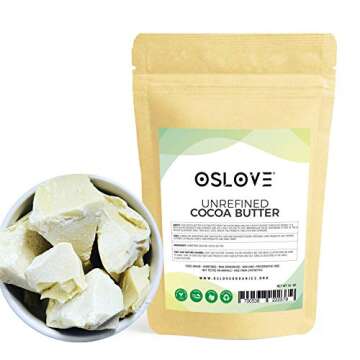 Organic Cocoa Butter 1 LB by Oslove Organics - FOOD GRADE, Raw, Non-Deodorized, Unrefined - For whipped body butter, lotion bars, scar & stretch marks | Delicous Home-made Chocolate | Allergen Free