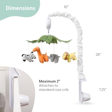 Brave Explorer Musical Crib Mobile with 12 Lullabies Safari Animals