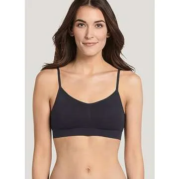 Jockey Women's Bra Modern Micro Stretch Seamfree Cami Strap Bralette, Black, L
