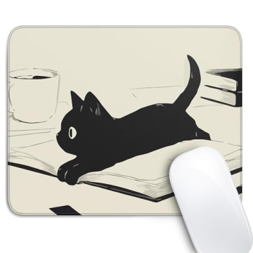 Cute Black Cat Mouse Pad,Kawaii Anime Cat Mouse Pads for Wireless Mouse Desk Accessories,10"X8" Trav...