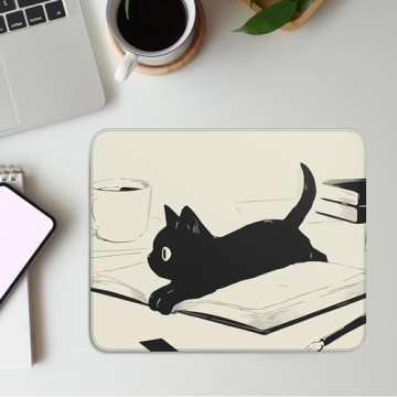 Cute Black Cat Mouse Pad for Work or Home Office