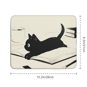 Cute Black Cat Mouse Pad for Work or Home Office