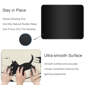 Cute Black Cat Mouse Pad for Work or Home Office