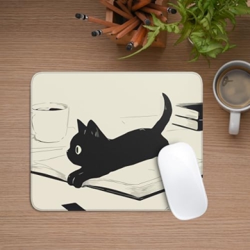 Cute Black Cat Mouse Pad for Work or Home Office