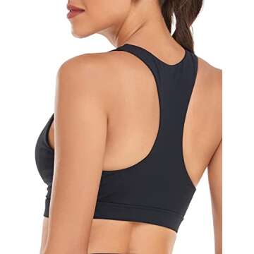 Ocean Blues Women's Padded Sports Bra Keyhole Workout Running Yoga Top Black Size Medium