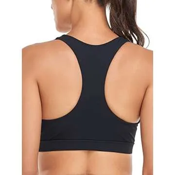 Ocean Blues Women's Padded Sports Bra Keyhole Workout Running Yoga Top Black Size Medium