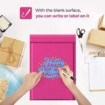 Fuxury Hot Pink Bubble Mailers 10.5x16 Inch 25 Pack, Self Seal Adhesive Waterproof Padded Envelopes, Cushioning Shipping Bags, Padded Mailers for Mailing, Packaging, Small Business Supplies, 5
