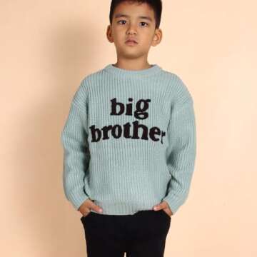 Big Brother Sweater Toddler Boy Letter Embroidery Knit Sweater Baby Crewneck Knitted Sweatshirt Fall...