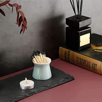 Haillai 2 Pack Handmade Ceramic Match Holder Set