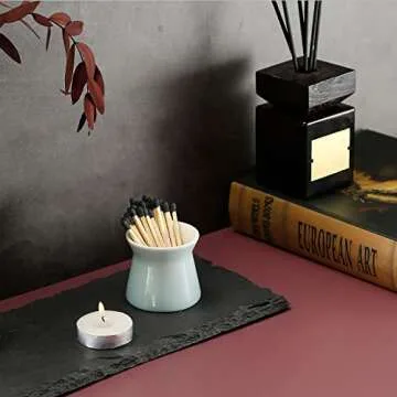 Haillai 2 Pack Handmade Ceramic Match Holder Set