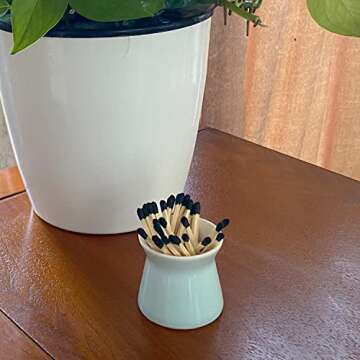 Haillai 2 Pack Handmade Ceramic Match Holder Set