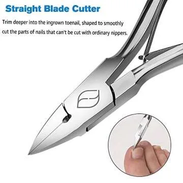 FERYES Toenail Clippers Straight Blade for Thick Toenails, Nail Clippers for Thick and Ingrown Nails - High Temperature Forging Stainless Steel Toe Nail Tools