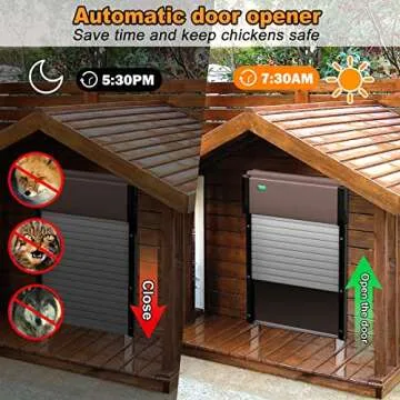 Automatic Chicken Coop Door, Solar Powered Chicken Door with Timer & Light Sensor, Full Aluminum Auto Chicken Door with 4 Modes, Poultry Coop Door with Anti-Pinch Design for Chicken