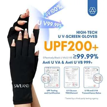 SAVILAND UV Gloves for Nails: Professional UPF200+ UV Gloves for Gel Manicures Anti UVA & UVB 999+ G...