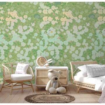 Dimoon 78.7"x16.1" Green Floral Wallpaper Peel and Stick Contact Paper Modern Gradient Butterfly Rose Paper Thicken Waterproof Leaf Flower Self Adhesive Retro Wallpaper Removable Shelf Liner Vinyl