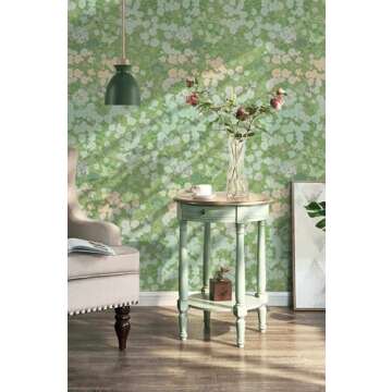 Dimoon 78.7"x16.1" Green Floral Wallpaper Peel and Stick Contact Paper Modern Gradient Butterfly Rose Paper Thicken Waterproof Leaf Flower Self Adhesive Retro Wallpaper Removable Shelf Liner Vinyl