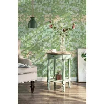 Dimoon 78.7"x16.1" Green Floral Wallpaper Peel and Stick Contact Paper Modern Gradient Butterfly Rose Paper Thicken Waterproof Leaf Flower Self Adhesive Retro Wallpaper Removable Shelf Liner Vinyl