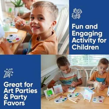 Mini Canvas and Easel Set with Mini Watercolor Paint in Bulk Set of 12 - Kids Art Party Favors & Party Supplies - 4x4" Small Canvases for Painting with Mini Easel - Water Colors Paint for Kids