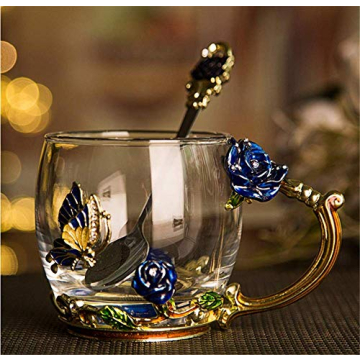 Lead-Free Glass Coffee Mugs with Spoon - Luka Tech