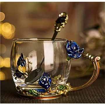 Lead-Free Glass Coffee Mugs with Spoon - Luka Tech