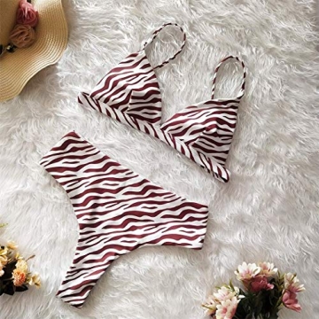 Stylish Floral Leopard Print High Waist Bikini Swimwear Set