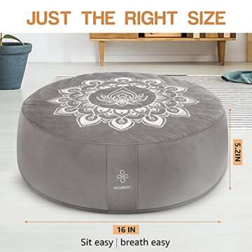 Overmont Meditation Cushion Large Velvet Floor Pillow with Extra Cover 16"x16"x5.2" for Sitting on F...