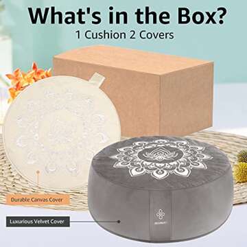 Overmont Large Velvet Meditation Cushion with Extra Cover