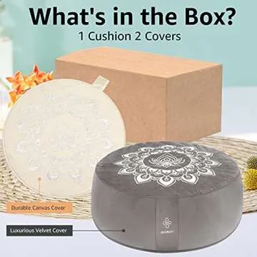 Overmont Large Velvet Meditation Cushion with Extra Cover