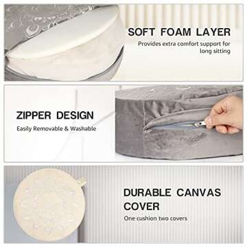 Overmont Large Velvet Meditation Cushion with Extra Cover