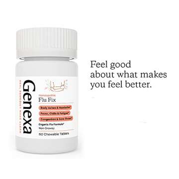 Genexa Flu Fix | Multi-Symptom Flu Remedy for Kids & Adults | Delicious Organic Acai Berry Flavor | Certified Organic & Non-GMO | Homeopathic Remedy Made Clean | 180 Chewable Tablets (3 Pack)