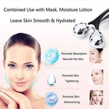 SUPANT V Facial Roller Massager, Reduce Wrinkles in Neck and Eyes, Massage for Lymphatic Drainage, Face Lifting, Reduce Puffiness, Skin Tightening & Collagen Production, Clear Toxins