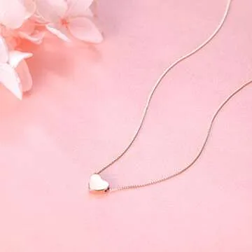 SLUYNZ Genuine 925 Sterling Silver Tiny Love Heart Pendant Necklace for Women Teens Slender Heart Te...