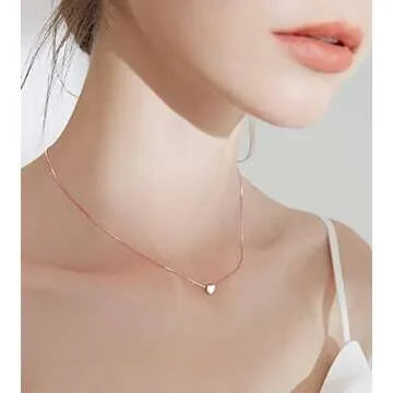 925 Sterling Silver Tiny Love Heart Necklace - SLUYNZ