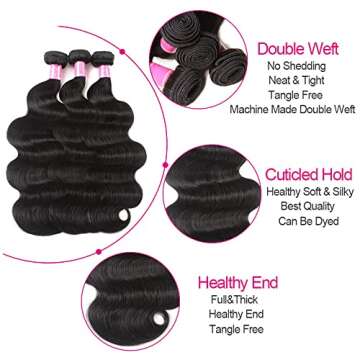 Body Wave Human Hair Bundles with Closure for Women